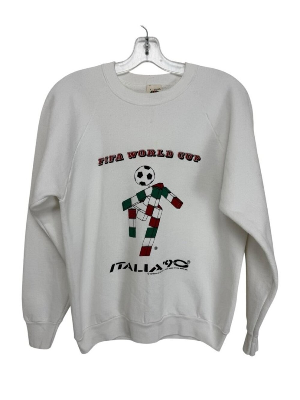Vintage FIFA World Cup Italy 1990 Sweatshirt Size Large Medium White